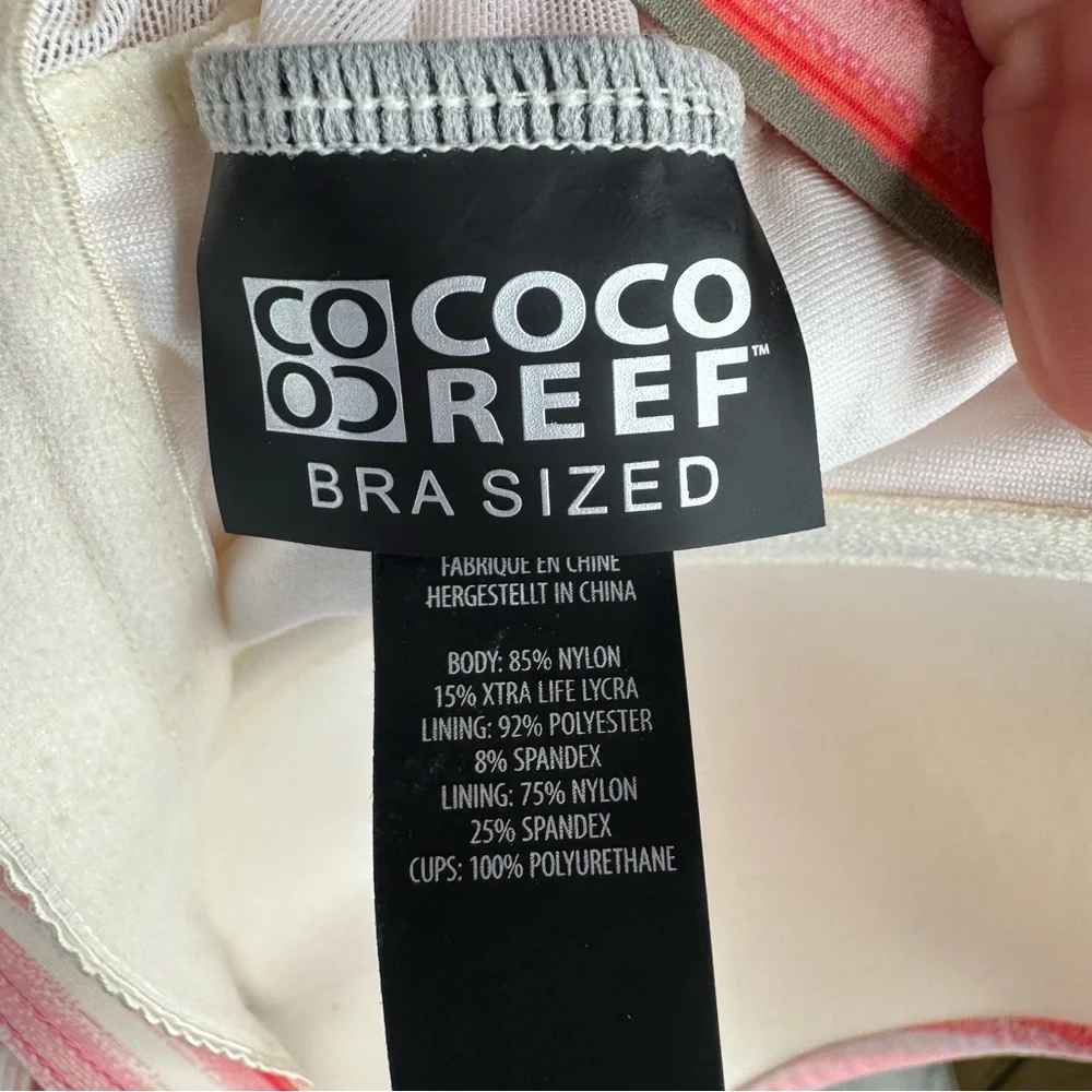 Coco Reef Pink and Orange Tankini Set Swimsuit with Ruched Detail size 34DD - Picture 10 of 11